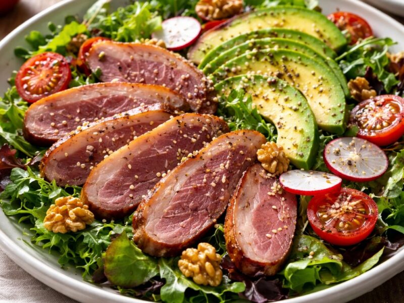 Salade Gourmande d&rsquo;Avocat et Magret de Canard Fumé