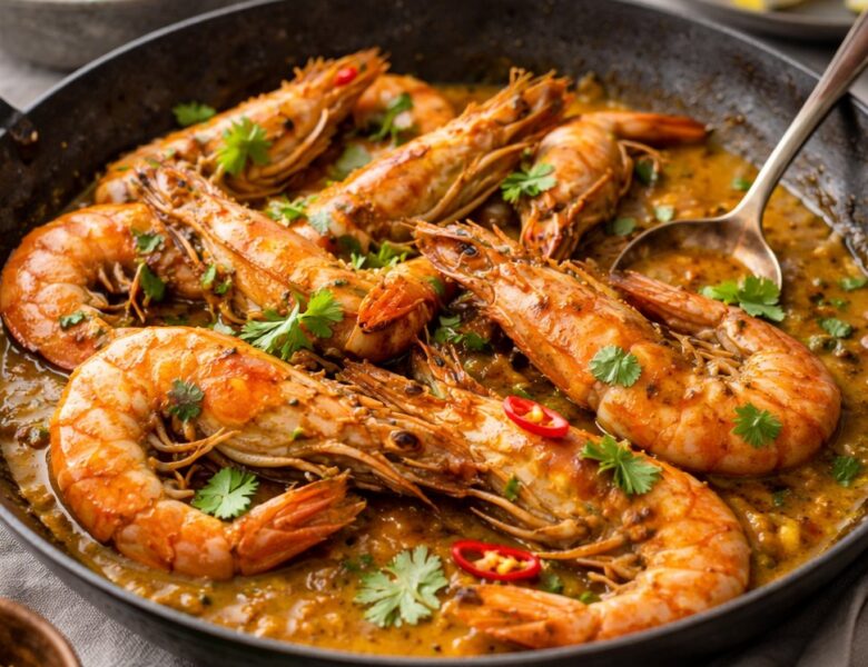 Délice marin : crevettes de Madagascar au kari gosse